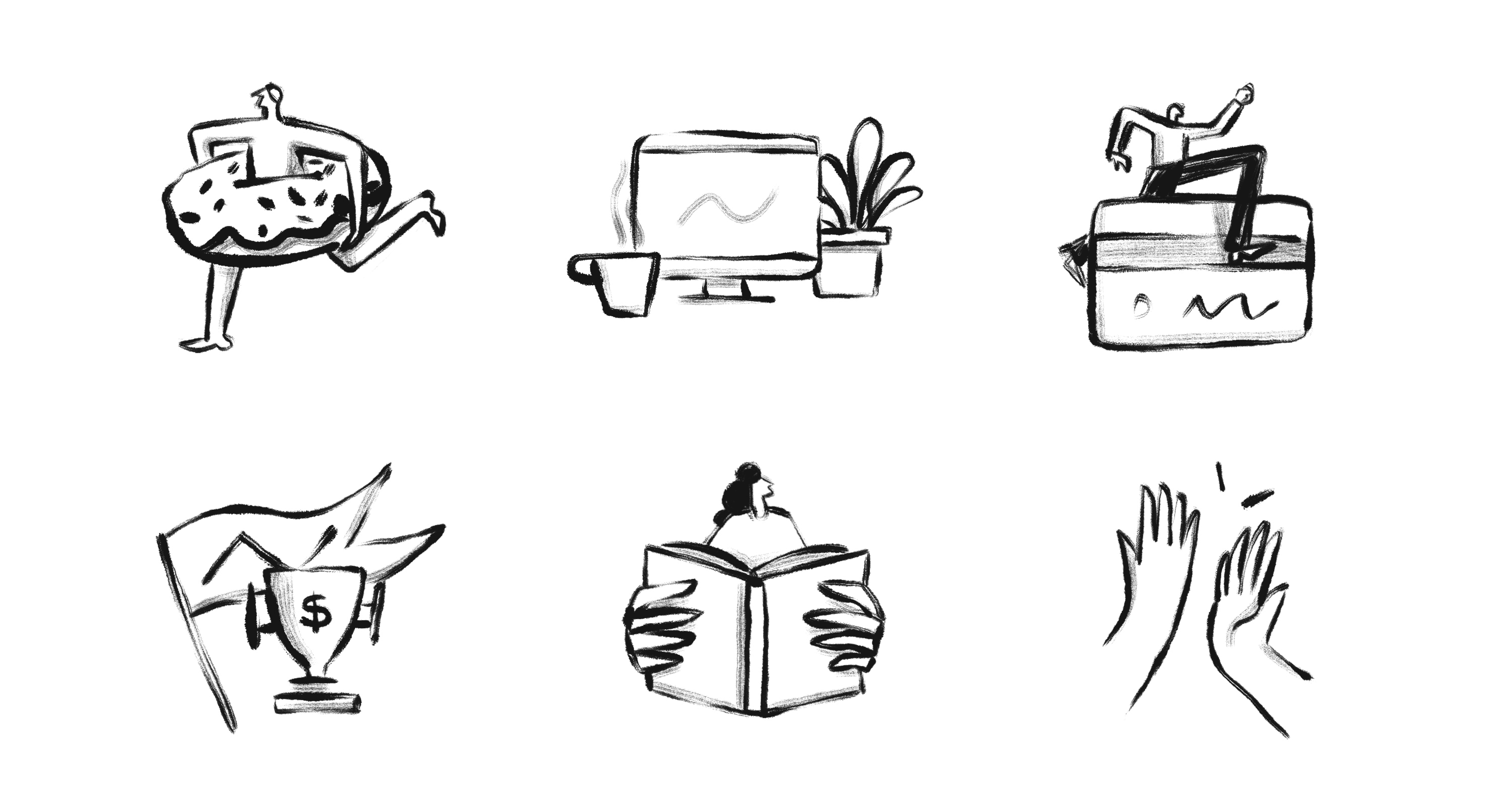 six illustrated icons for cleevio website