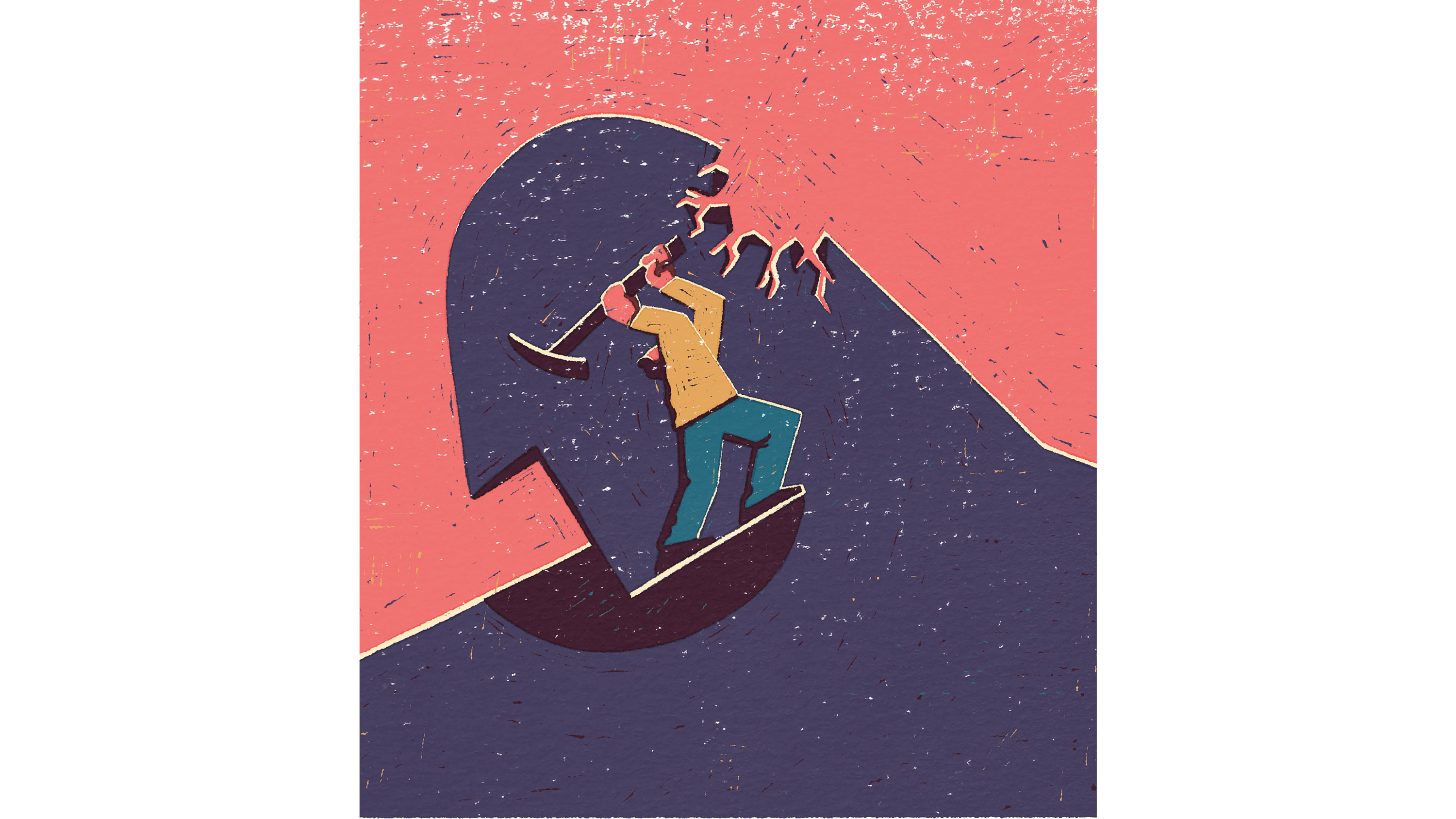 illustration of a man caving out from a sad silhuete