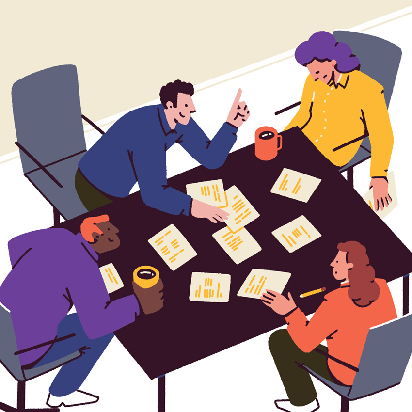 Illustration of a group of people in a meeting.