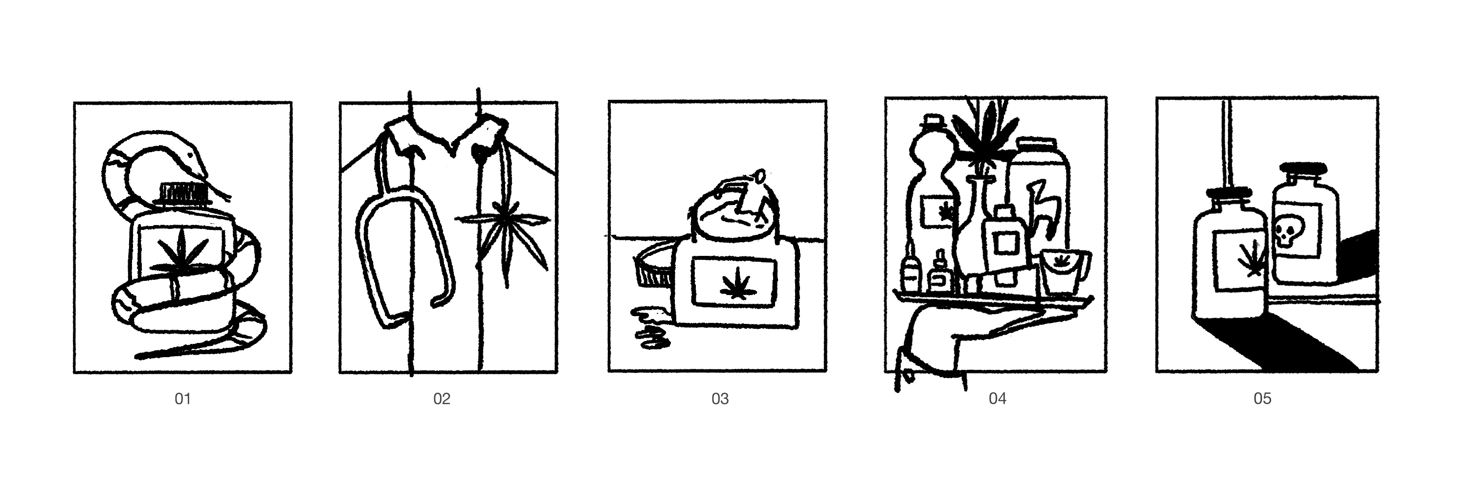 thumbnail sketches for the CBD illustration