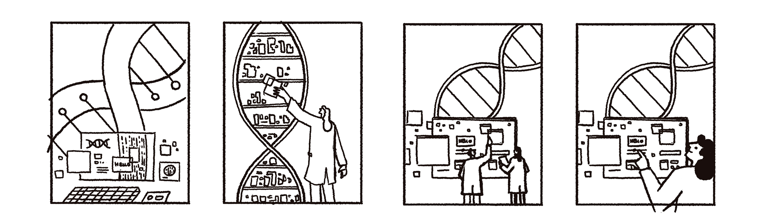 sketches for the dna data torage illustration