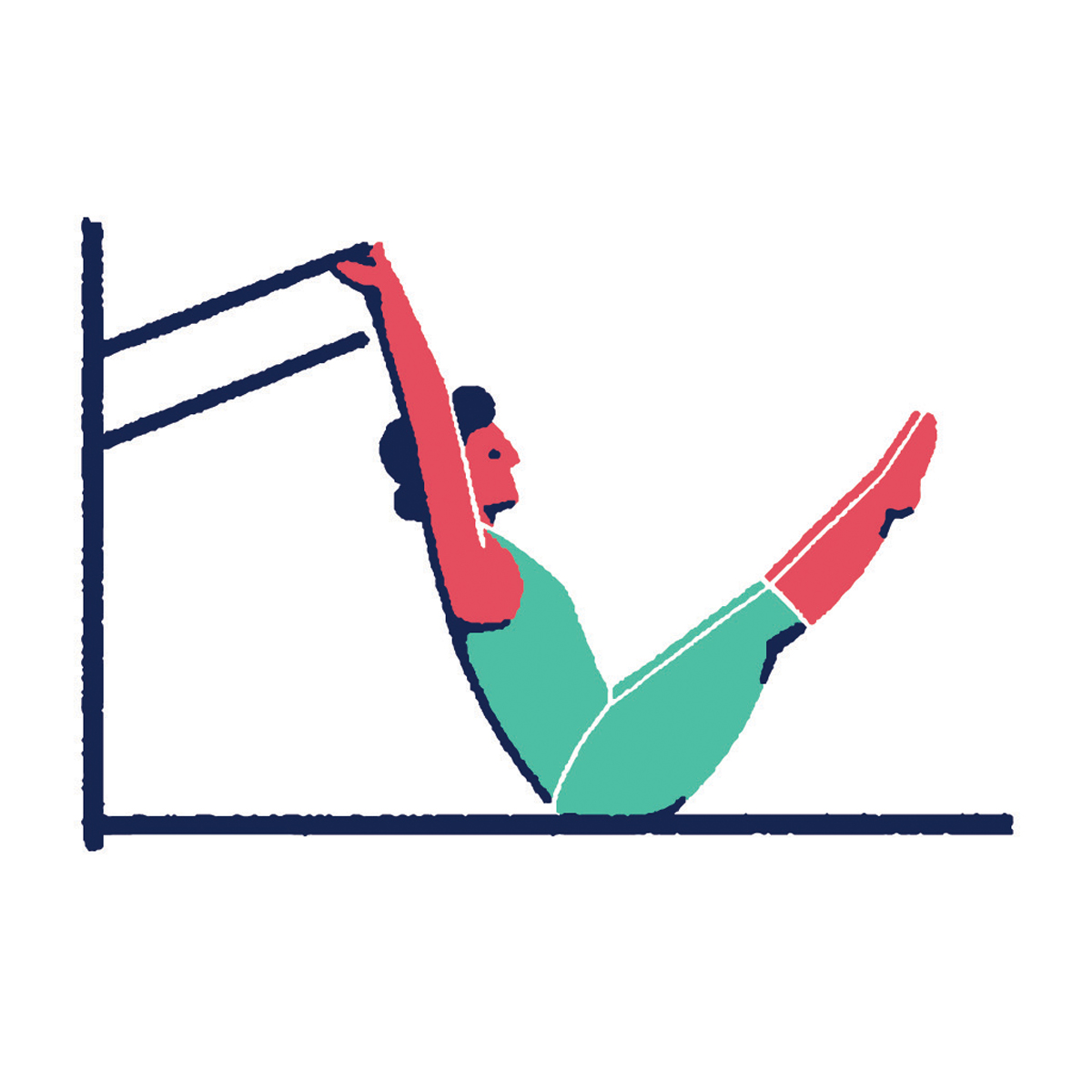 illustration of a woman using a pilates equipament